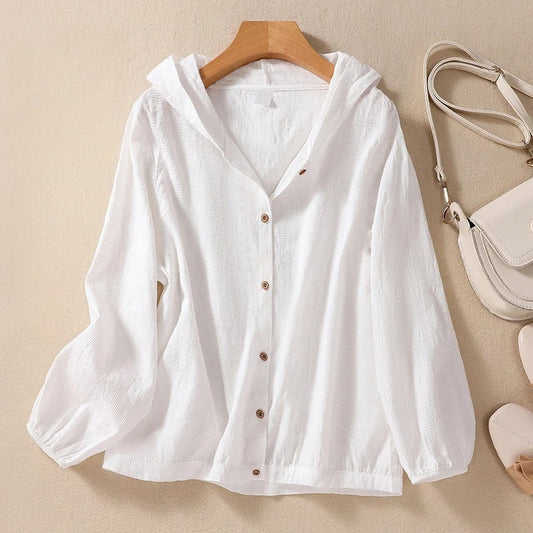 Camicia con cappuccio dal taglio rilassato — Sovracamicia leggera estiva