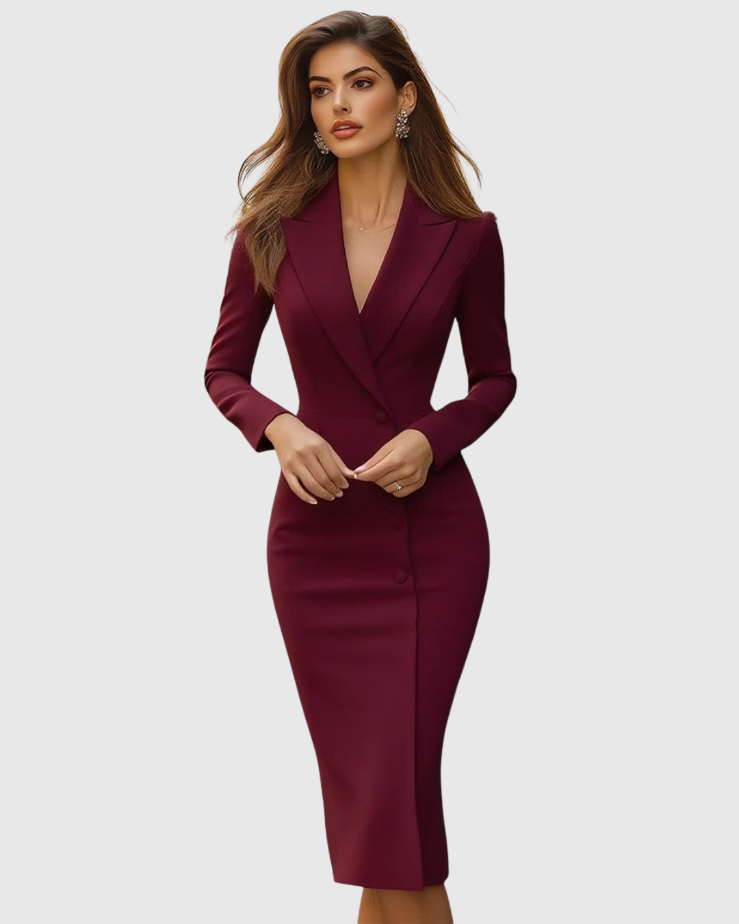 Abito midi aderente in maglia stile blazer — Abito da vestire