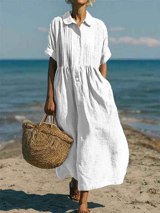 Vestido camisero midi con botones para mujer