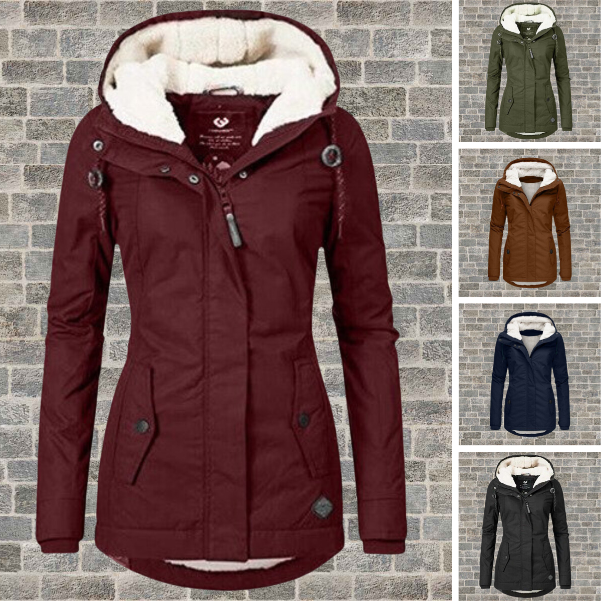 Cappotto di cotone plissettato con cappuccio — Cappotto caldo invernale