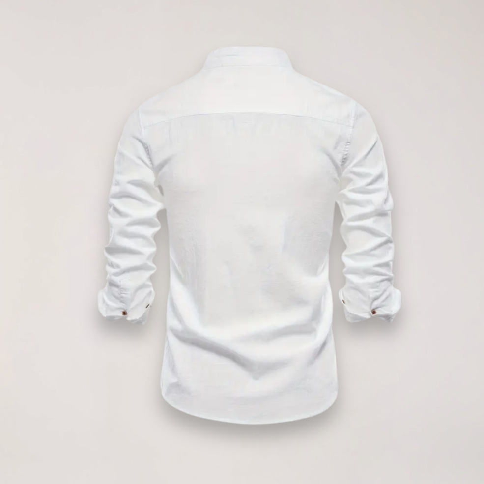 Camicia a manica lunga con collo alla coreana e ricamo — Camicia smart casual