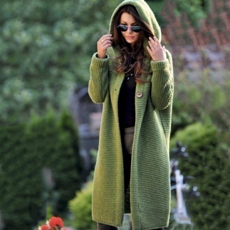 Cardigan in maglia con cappuccio — Giacca in maglia morbida e calda