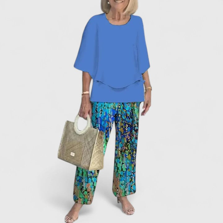 Completo di lino due pezzi con top e pantaloni — Completo elegante e traspirante