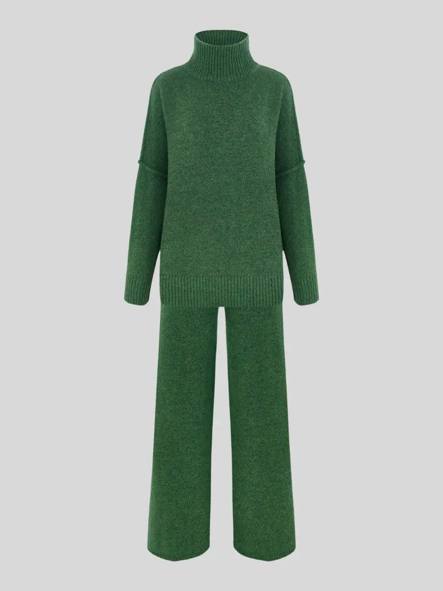 Completo in maglia due pezzi — Maglione e pantaloni a gamba ampia