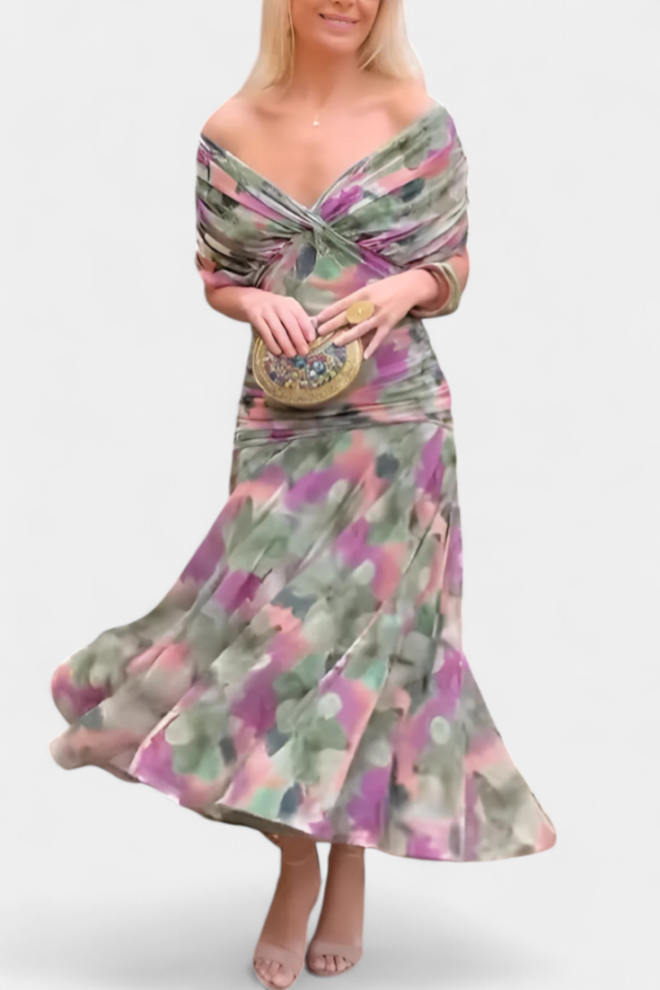 Vestido maxi para mujer, escote en pico