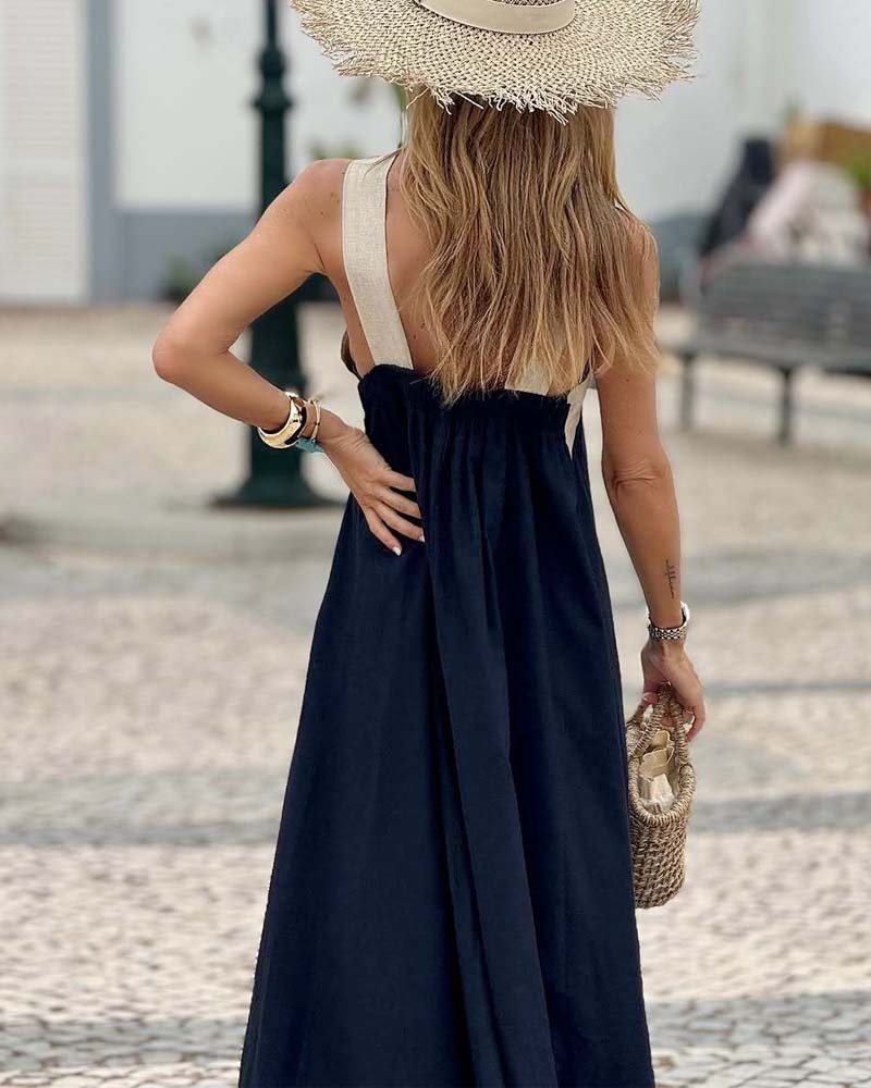 Vestido largo cruzado para mujer, cómodo