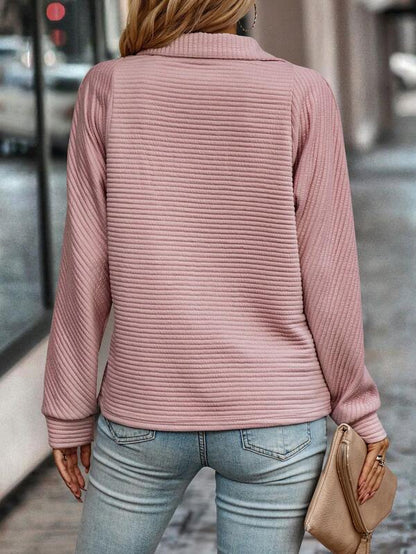Maglione in maglia con scollo a V e zip — Maglione elegante e comodo