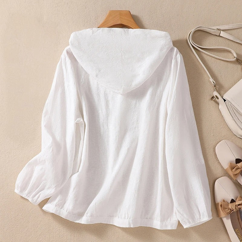 Camicia con cappuccio dal taglio rilassato — Sovracamicia leggera estiva