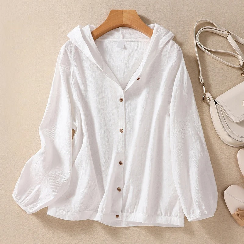 Camicia con cappuccio dal taglio rilassato — Sovracamicia leggera estiva