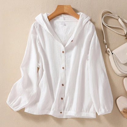 Camicia con cappuccio dal taglio rilassato — Sovracamicia leggera estiva