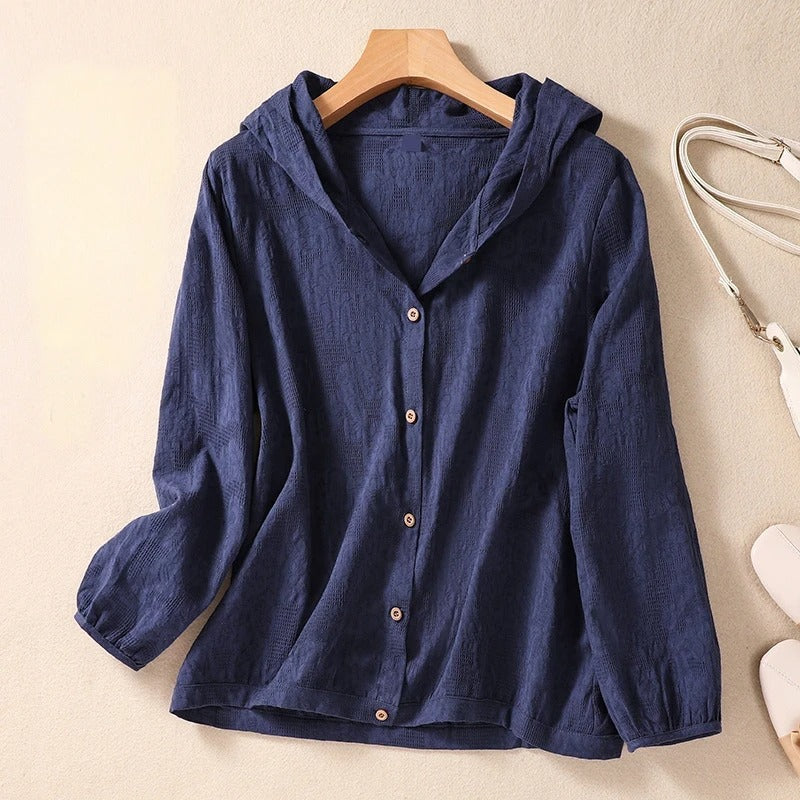 Camicia con cappuccio dal taglio rilassato — Sovracamicia leggera estiva