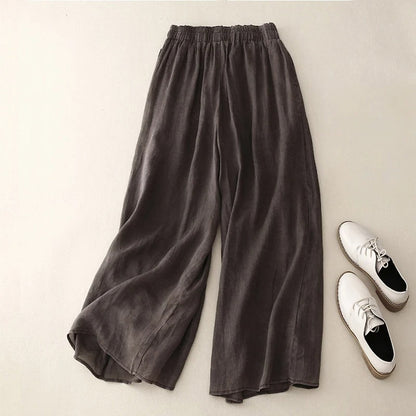 Pantaloni di lino a gamba dritta — Pantaloni fluidi ed eleganti