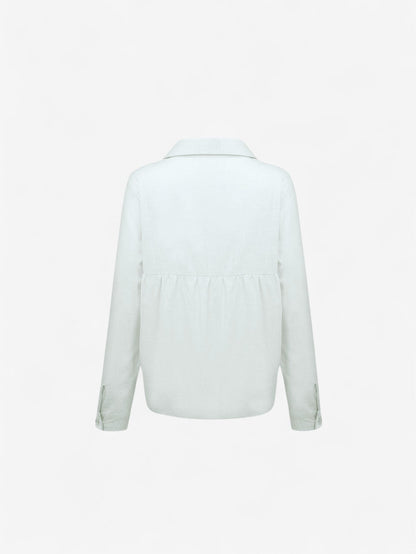 Blusa di lino con colletto e bottoni a manica lunga — Camicia fluida