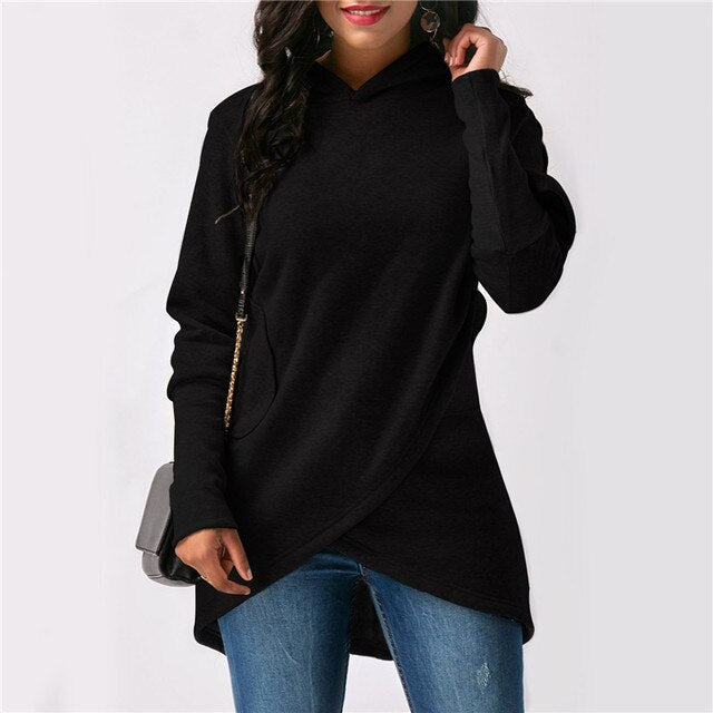 Felpa con cappuccio dal design asimmetrico — Hoodie morbida e calda