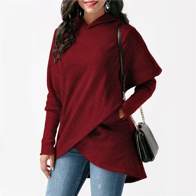Felpa con cappuccio dal design asimmetrico — Hoodie morbida e calda