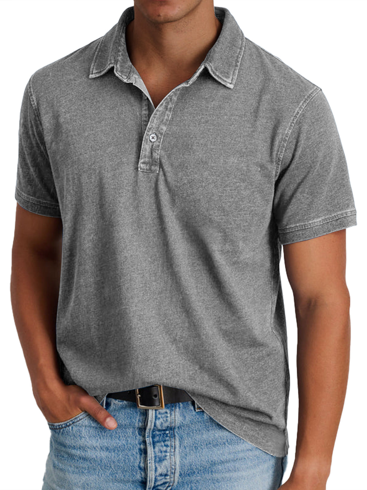 Camisa polo para hombre, tapeta de botones