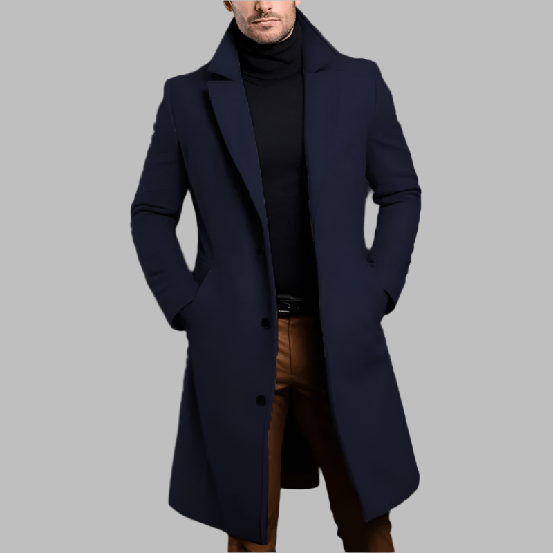 Abrigo de lana para hombre, corte largo