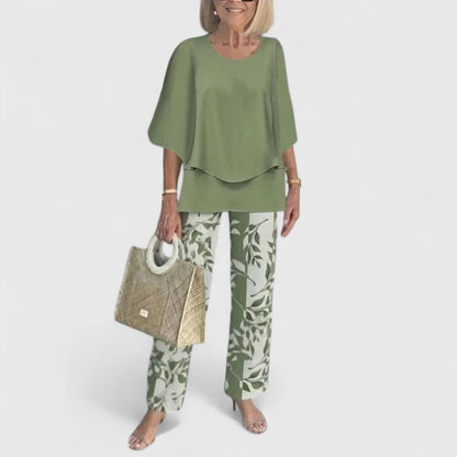 Completo di lino due pezzi con top e pantaloni — Completo elegante e traspirante