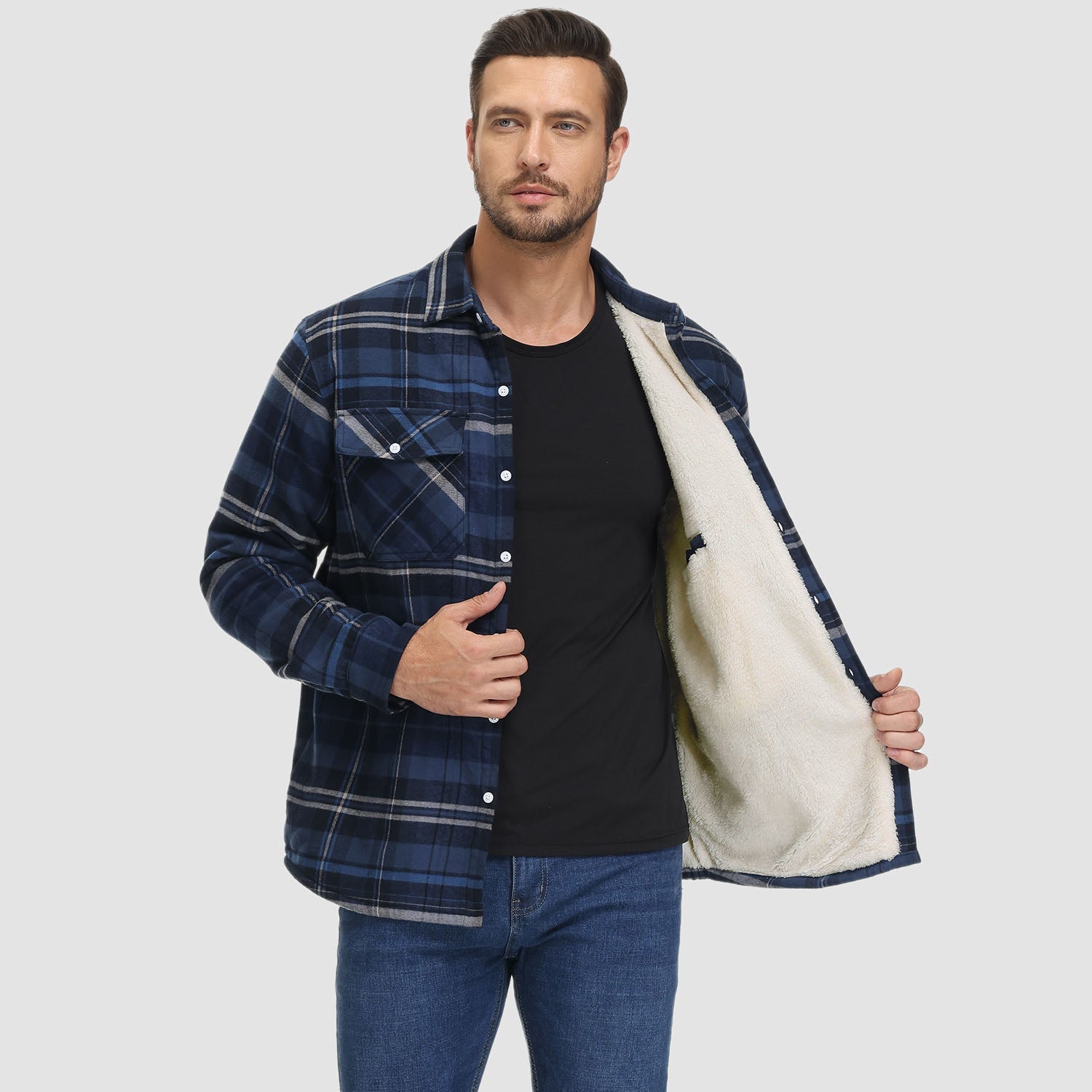Sopracamicia casual con tasche — Camicia-giacca da mezza stagione