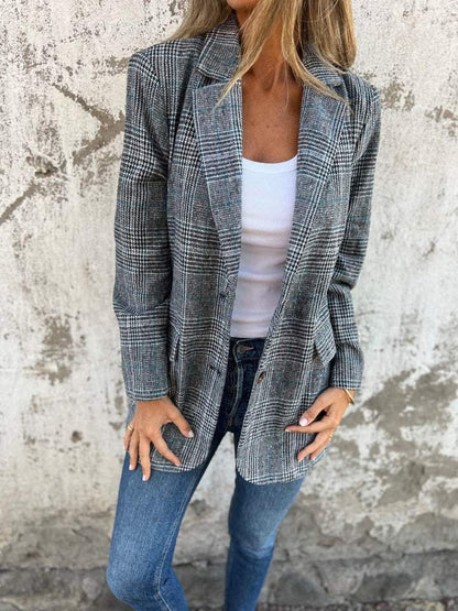 Blazer a quadri — Giacca elegante e aderente d'autunno