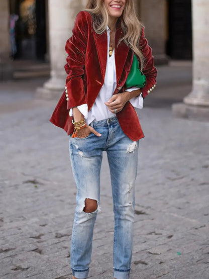 Blazer aderente a un bottone — Giacca dal taglio sartoriale con revers