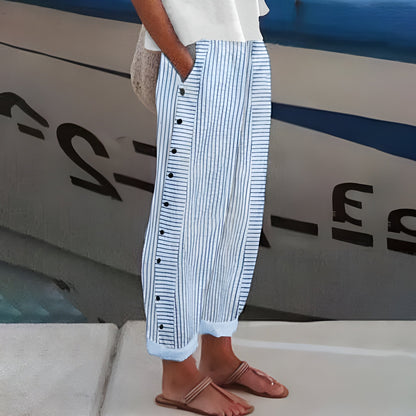 Pantalones de rayas para mujer, versátiles