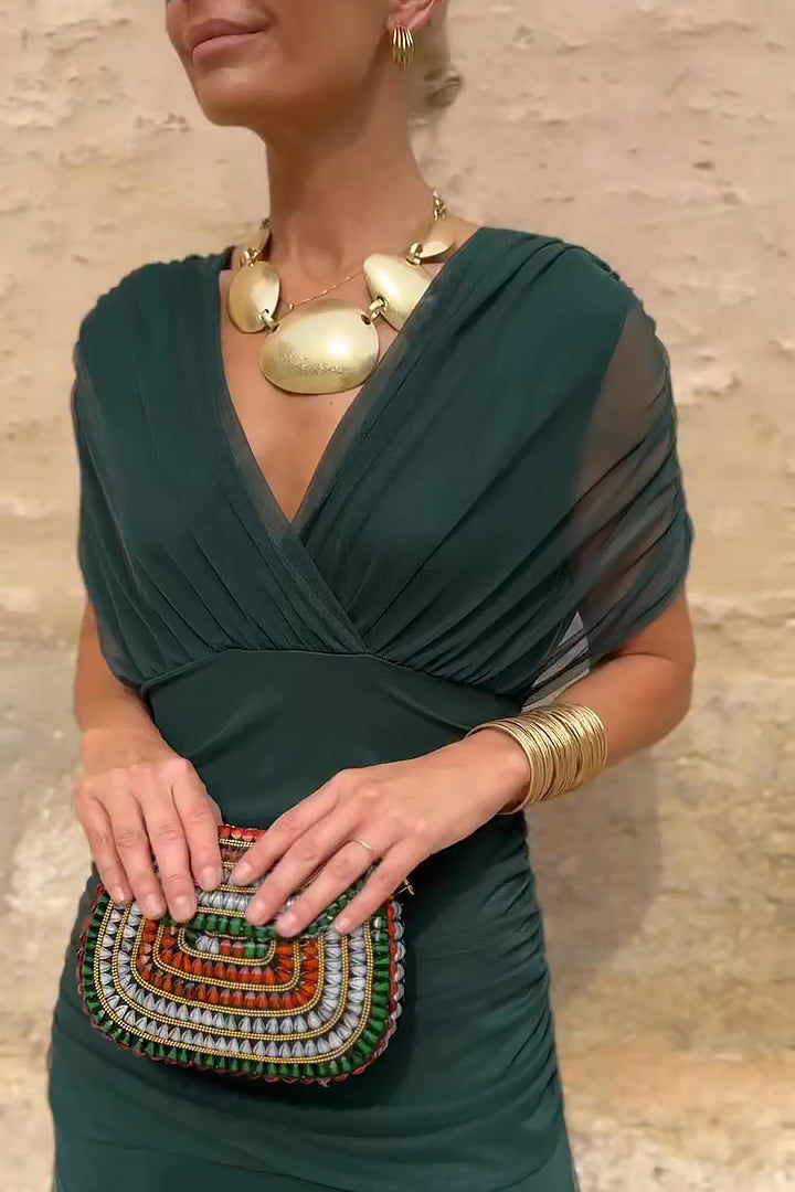 Vestido de fiesta para mujer, escote en pico