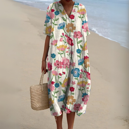Vestido de verano para mujer, cuello en pico