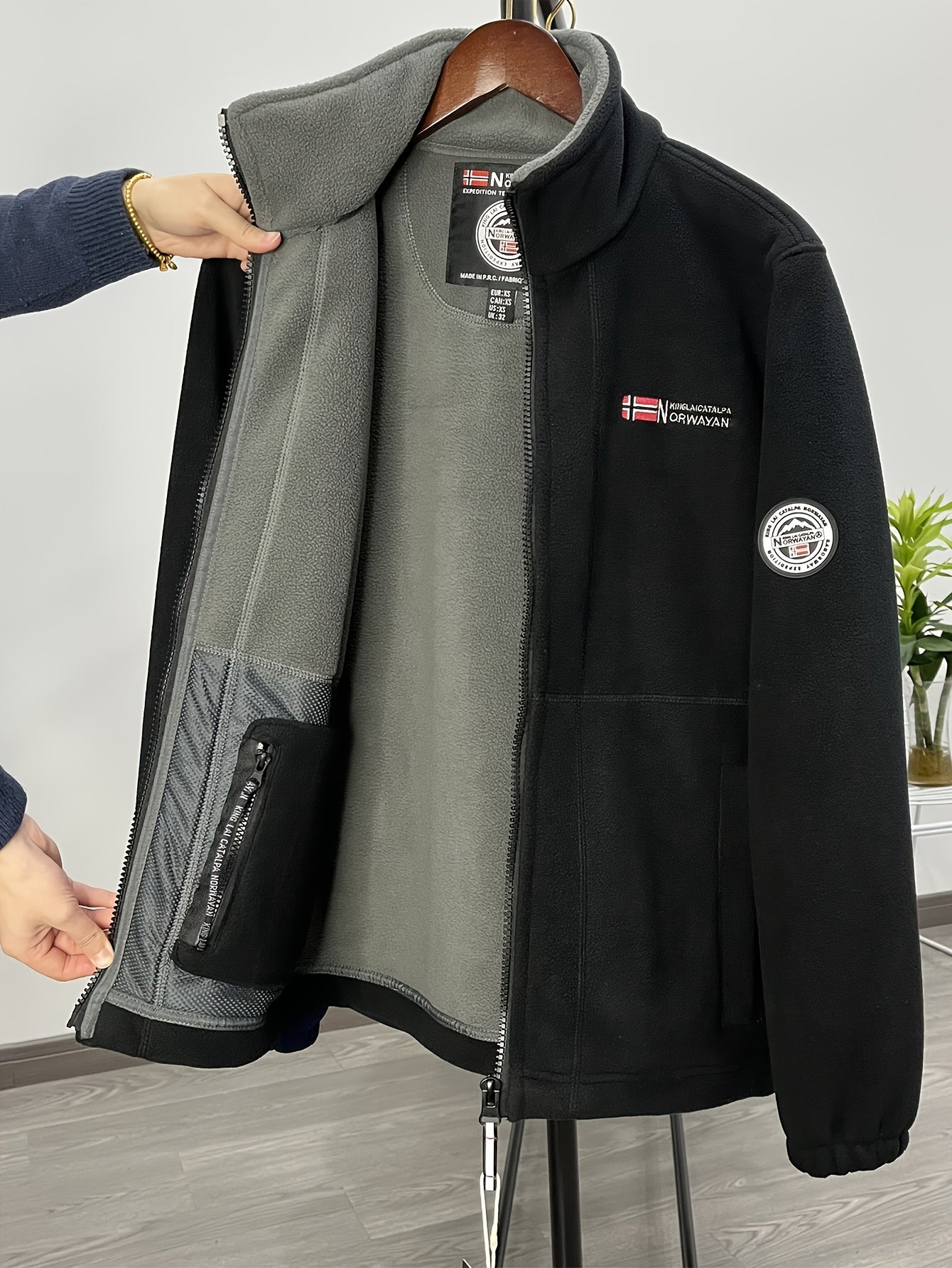 Chaqueta polar para hombre, cuello protector