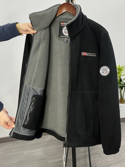 Chaqueta polar para hombre, cuello protector