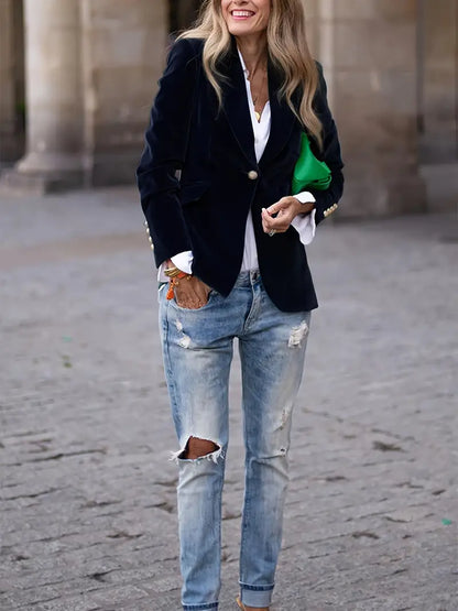 Blazer aderente a un bottone — Giacca dal taglio sartoriale con revers