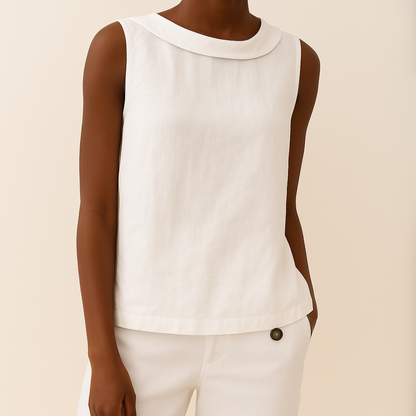 Top senza maniche a collo alto — Maglia elegante in maglia fine