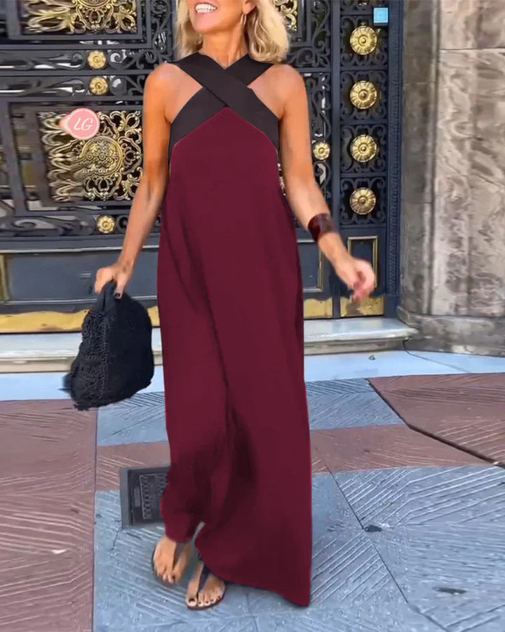 Vestido maxi cruzado para mujer, favorecedor