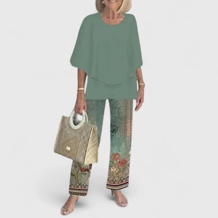 Completo di lino due pezzi con top e pantaloni — Completo elegante e traspirante