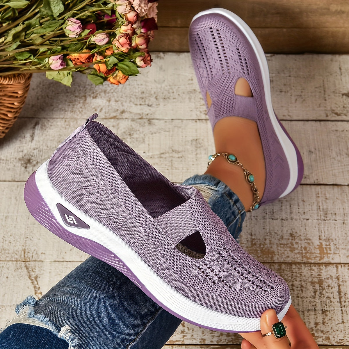 Zapatos slip-on para mujer, transpirables