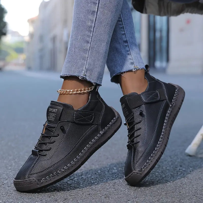 Zapatillas ortopédicas de cuero para mujer, sneakers cómodas