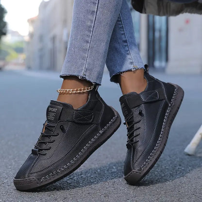 Zapatillas ortopédicas de cuero para mujer, sneakers cómodas