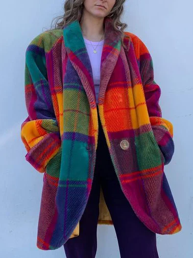 Cappotto lungo oversize a quadri — Cappotto caldo invernale