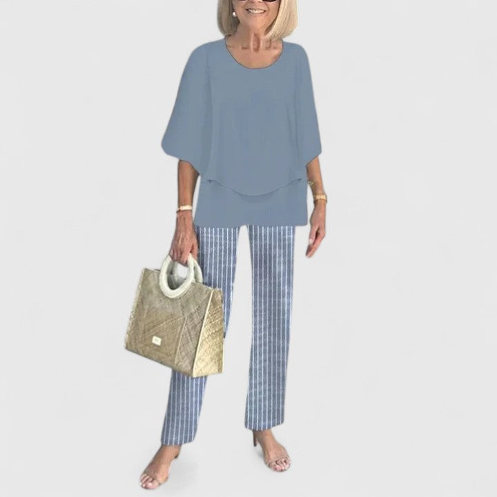 Completo di lino due pezzi con top e pantaloni — Completo elegante e traspirante