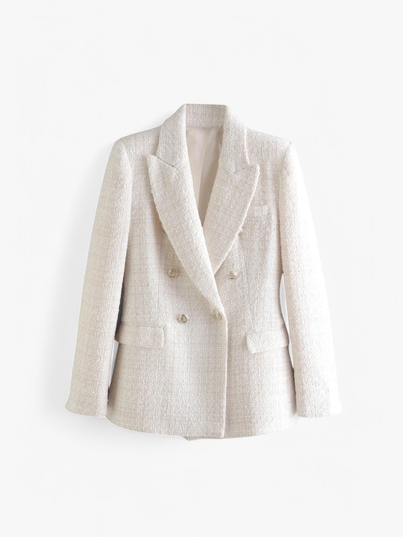 Blazer in tweed aderente con bottoni dorati — Giacca texturizzata elegante