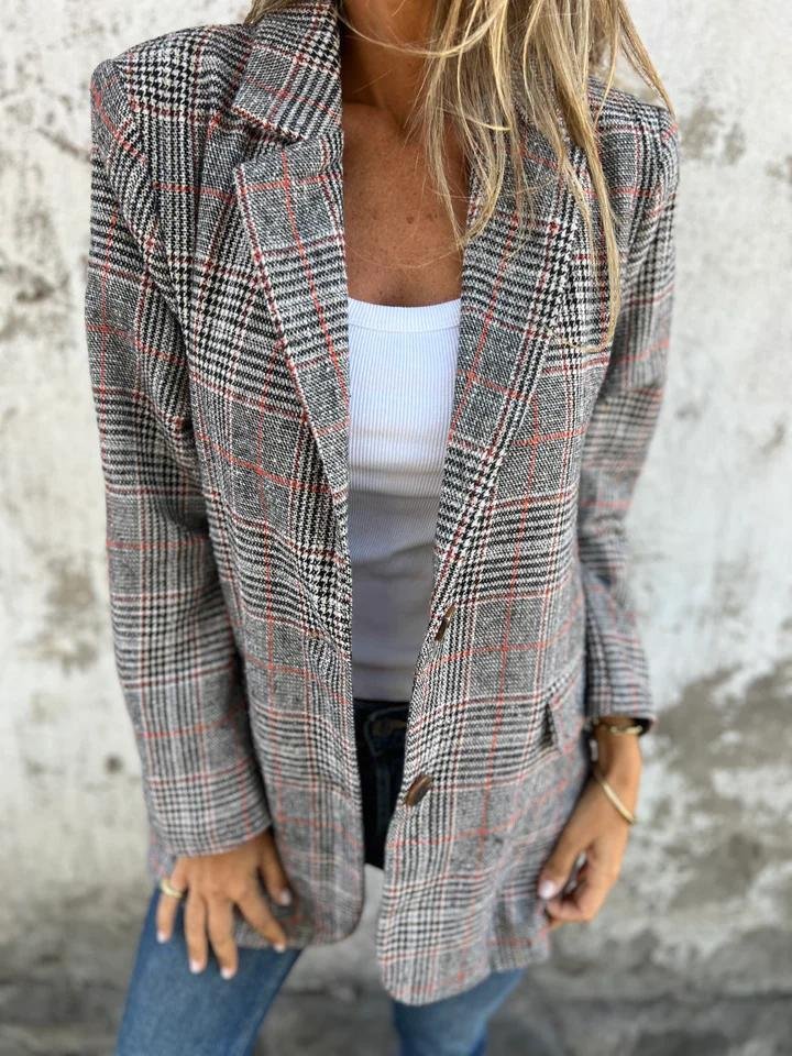 Blazer a quadri — Giacca elegante e aderente d'autunno