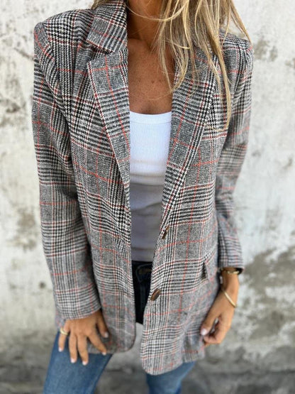 Blazer a quadri — Giacca elegante e aderente d'autunno