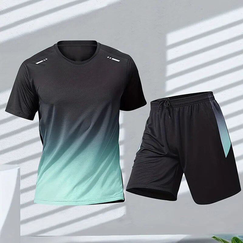 Completo sportivo t-shirt e pantaloncini — Set traspirante ad asciugatura rapida