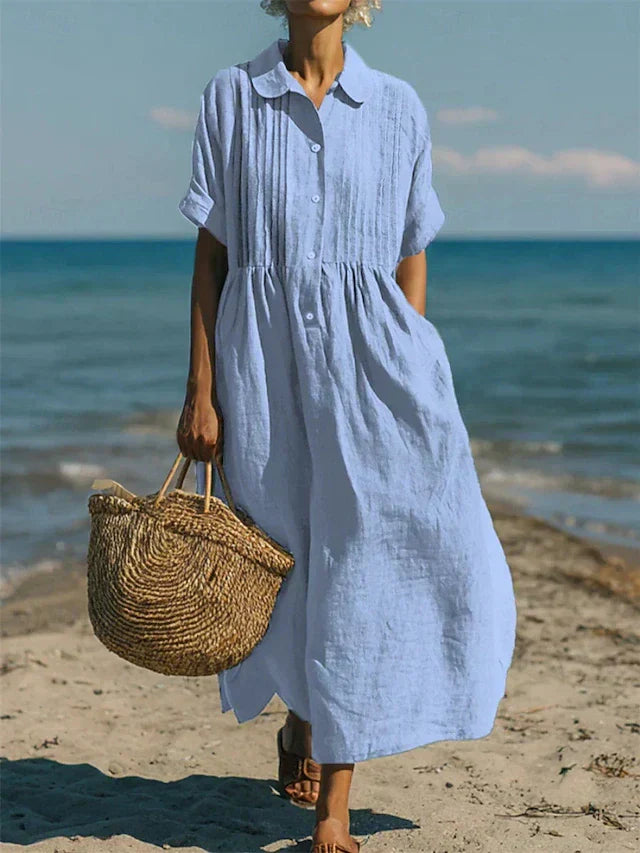 Vestido camisero para mujer, algodón