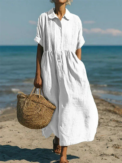 Vestido camisero midi con botones para mujer