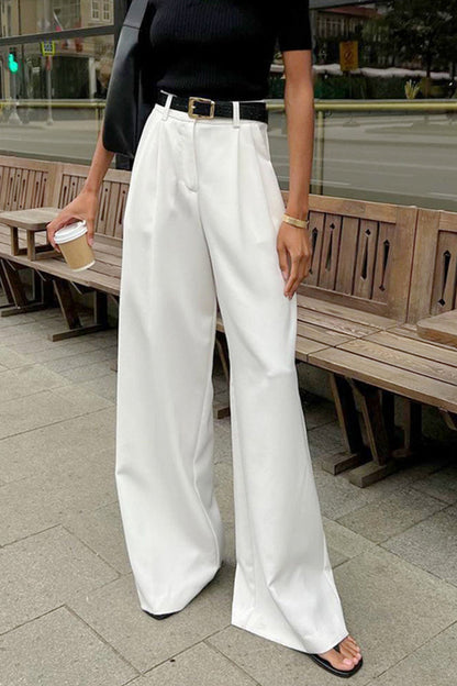 Pantaloni di lino a gamba larga e vita alta — Pantaloni eleganti da vestire