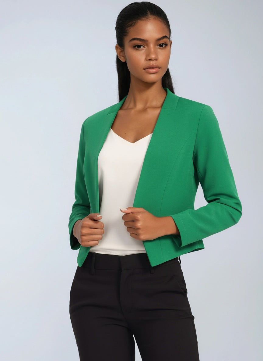 Blazer corto a fronte aperto — Giacca da ufficio elegante
