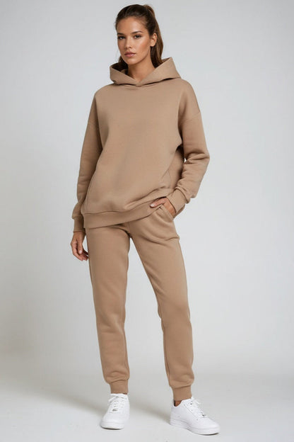 Completo felpa con cappuccio e joggers in cotone — Set comodo da relax