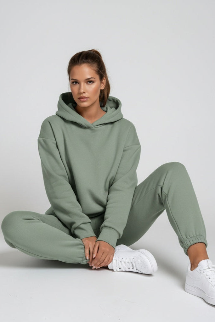 Completo felpa con cappuccio e joggers in cotone — Set comodo da relax