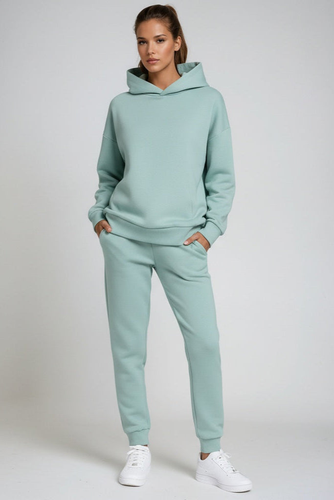 Completo felpa con cappuccio e joggers in cotone — Set comodo da relax